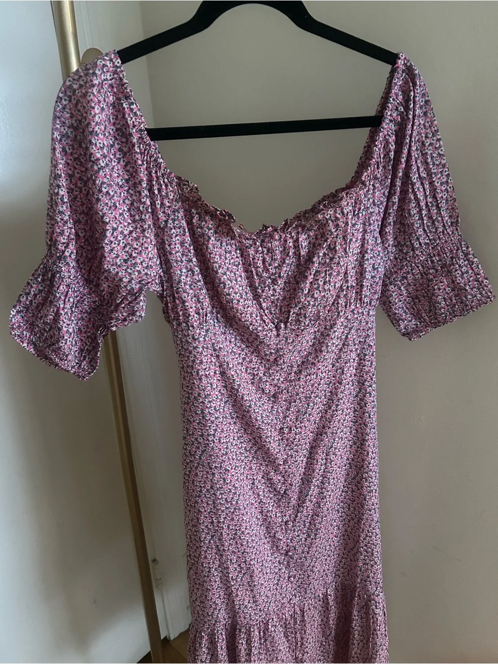 Influence Pink Floral Cottagecore Puff Sleeve Midi Dress - Picture 3 of 7
